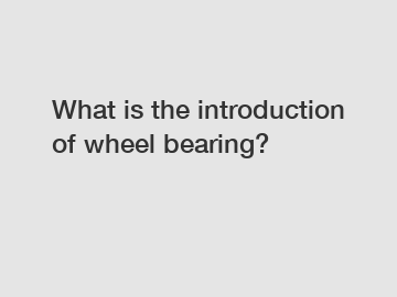 What is the introduction of wheel bearing?